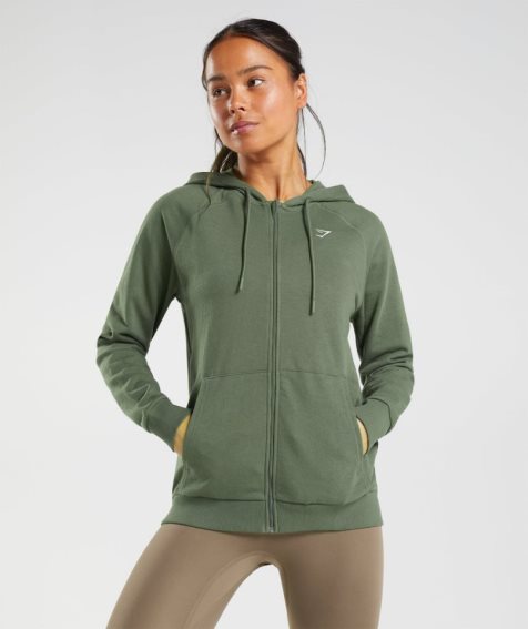 Women's Gymshark Training Zip Hoodie Olive | NZ 5SWFKJ